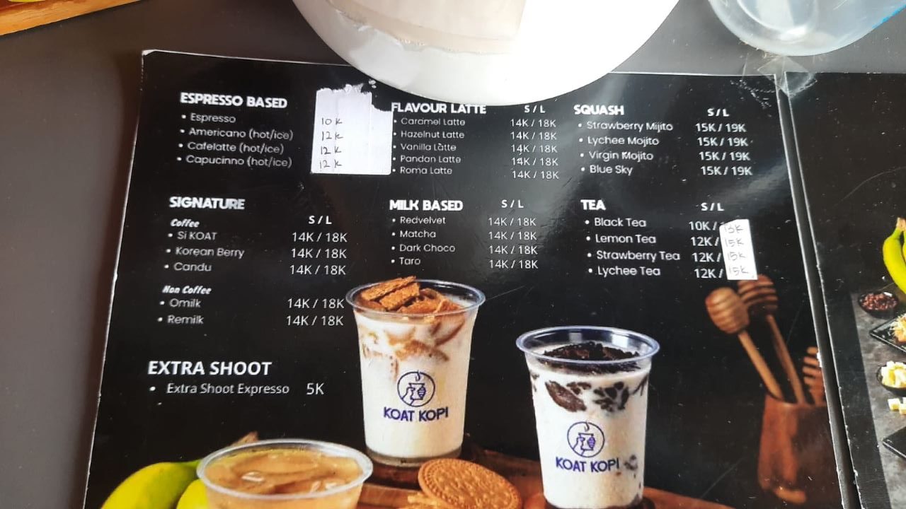 Menu di Koat Kopi Seturan